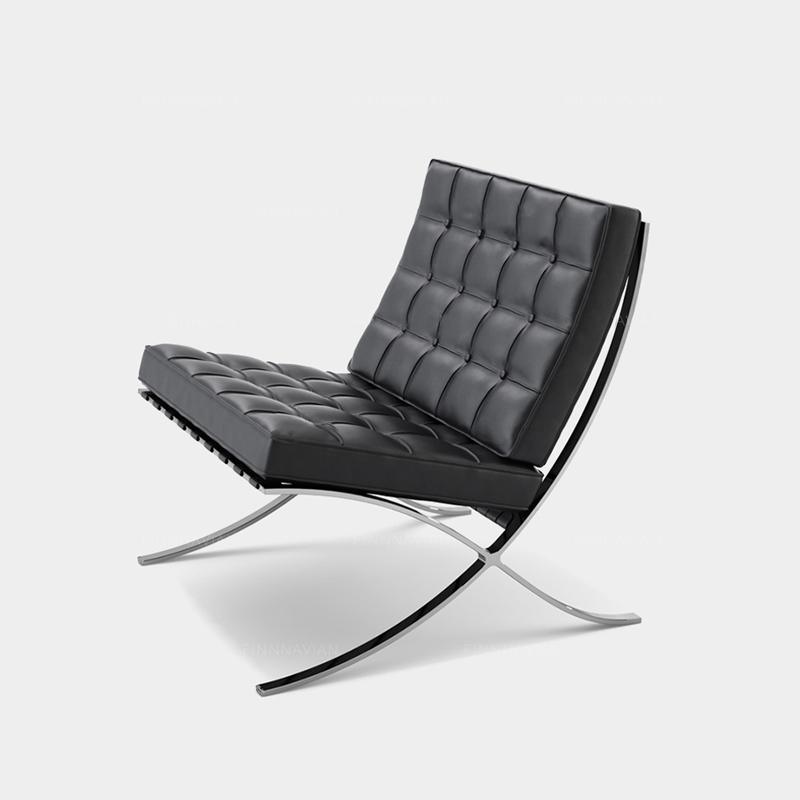 Barcelona Chair And Ottoman, Real Leather - Miola