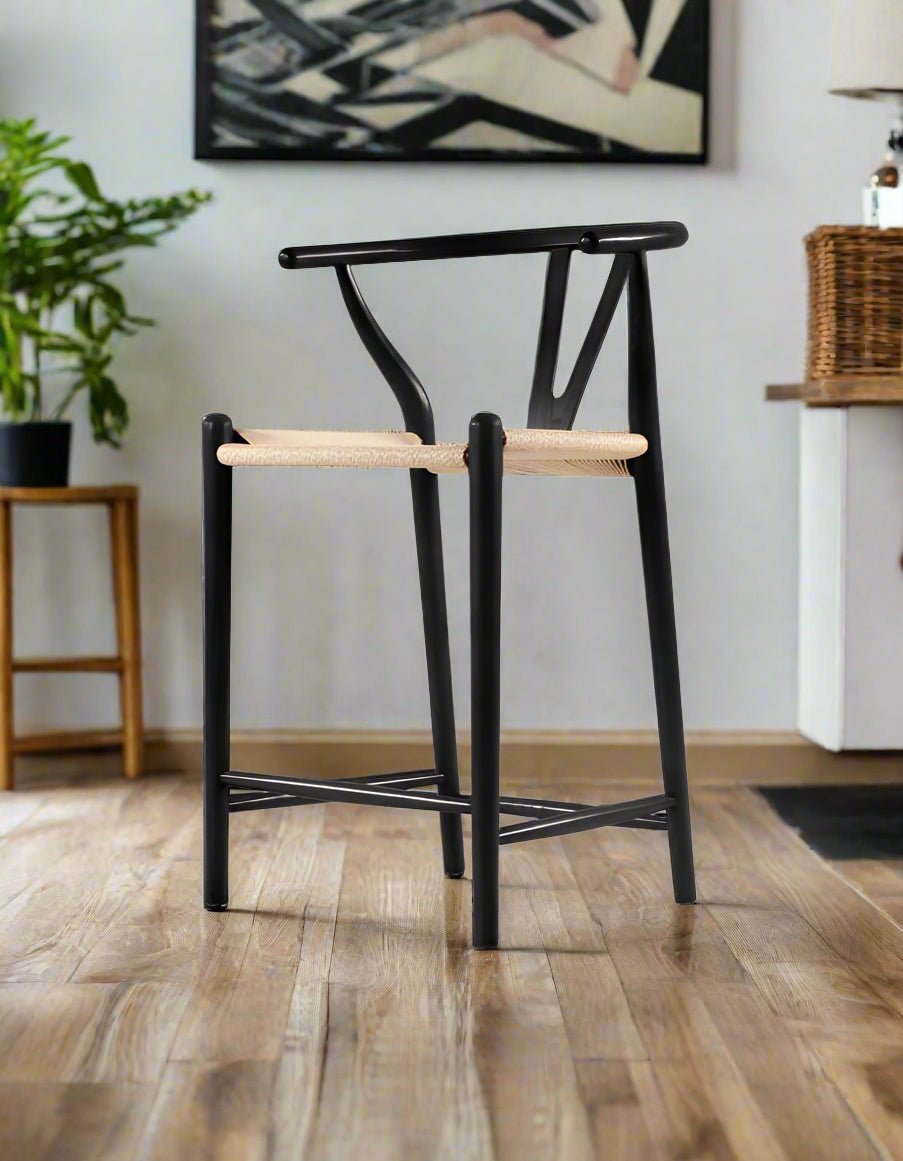 Wishbone Classical Bar Stool, Black Ash - Miola