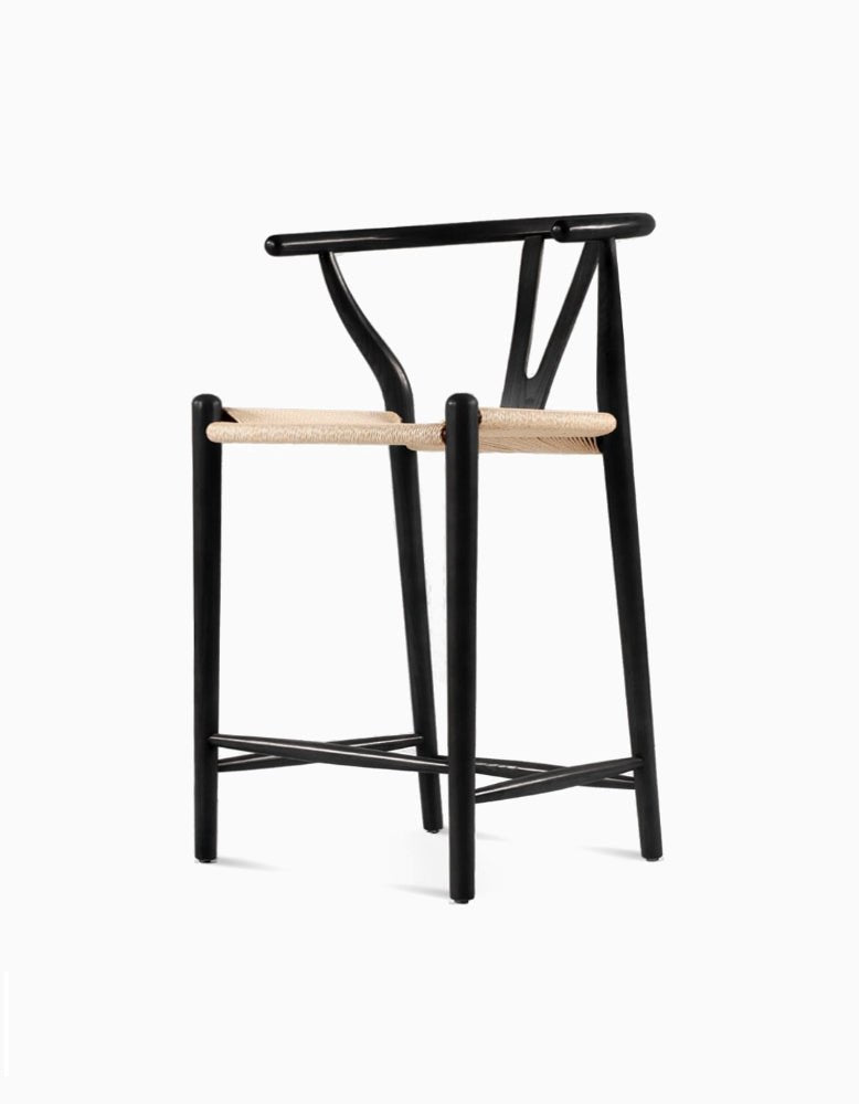 Wishbone Classical Bar Stool, Black Ash - Miola
