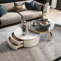 Bell Nesting Coffee Table Set, White & Gold - Miola