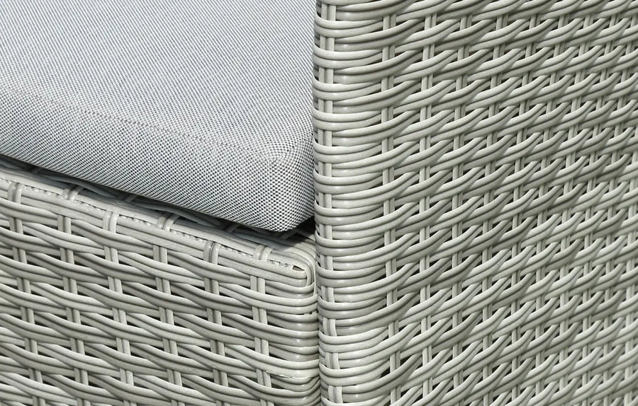 6 Seater Rectangular Rattan and Polywood Grey Garden Dining Set 200cm