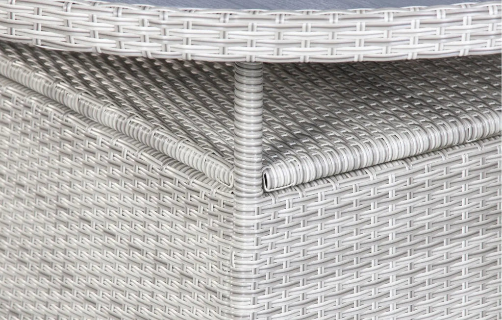 4 Seater Round Rattan and Polywood Grey Garden Dining Set 120cm