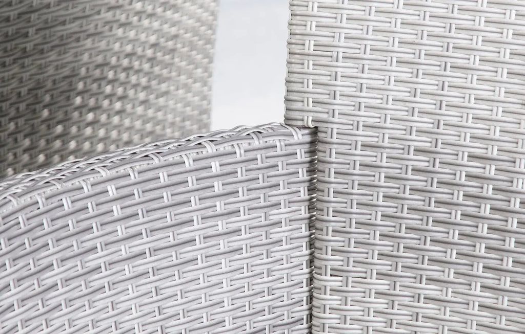 4 Seater Round Rattan and Polywood Grey Garden Dining Set 120cm