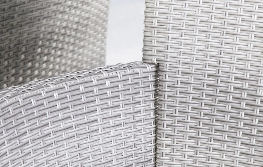 4 Seater Round Rattan and Polywood Grey Garden Dining Set 120cm