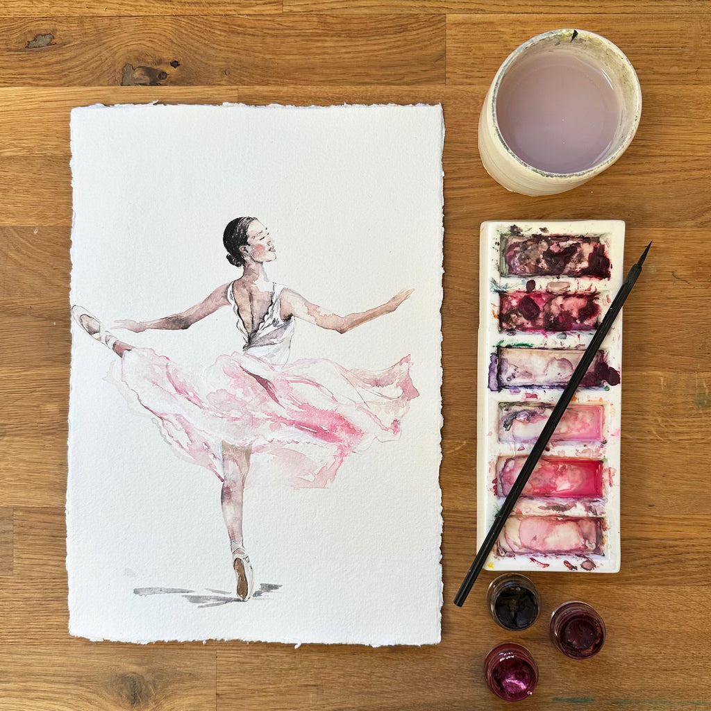 Hand-Painted Ballerina Illustration Print