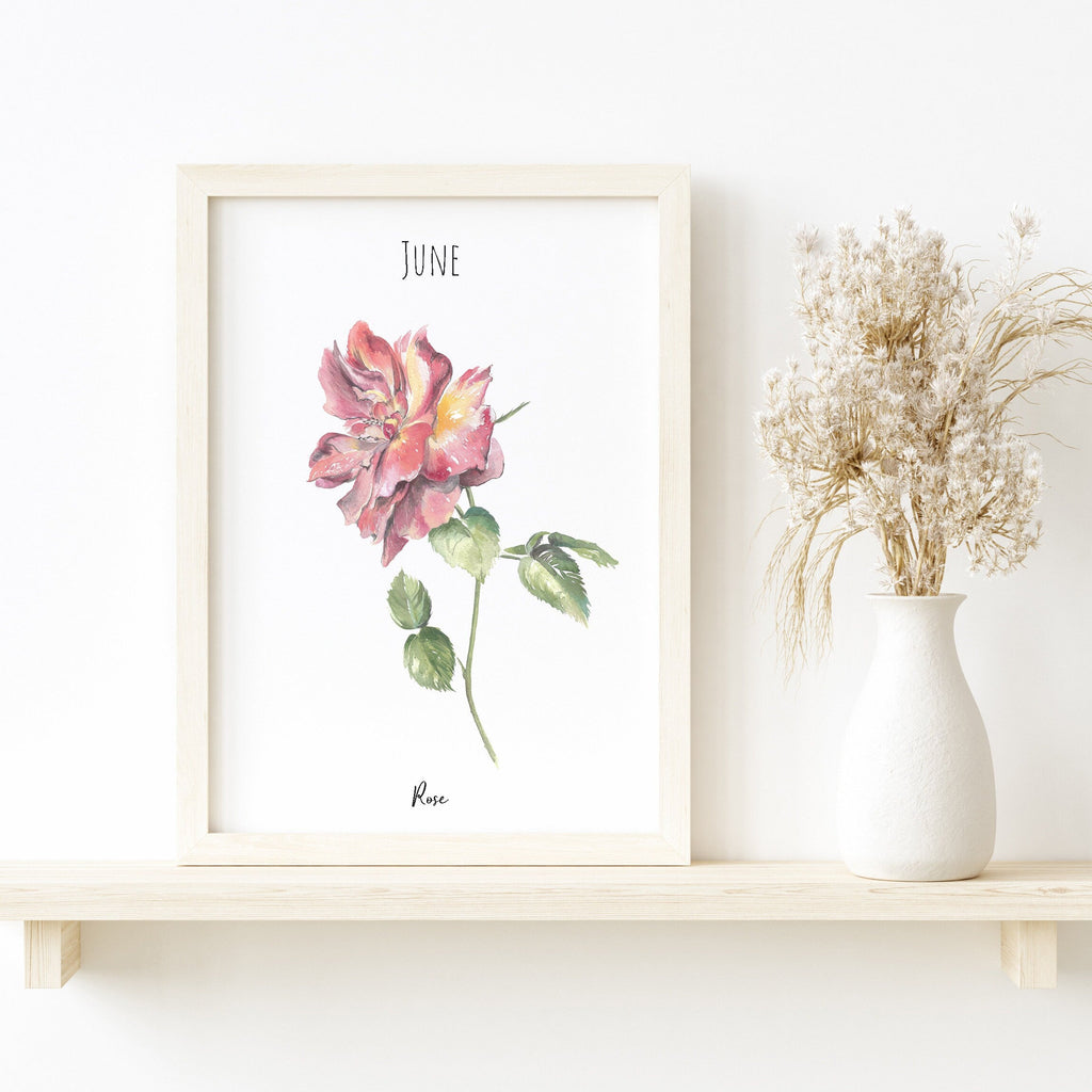 Rose - June Birth Flower - Watercolour Fine Art Print