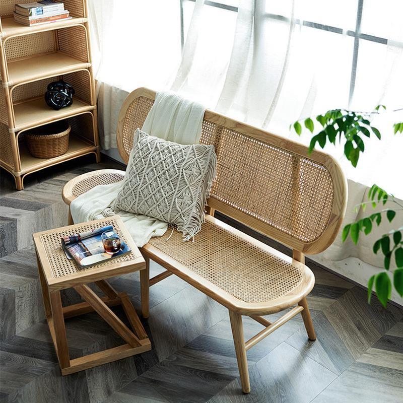 Penny Cane Rattan Bench, Oak - Miola