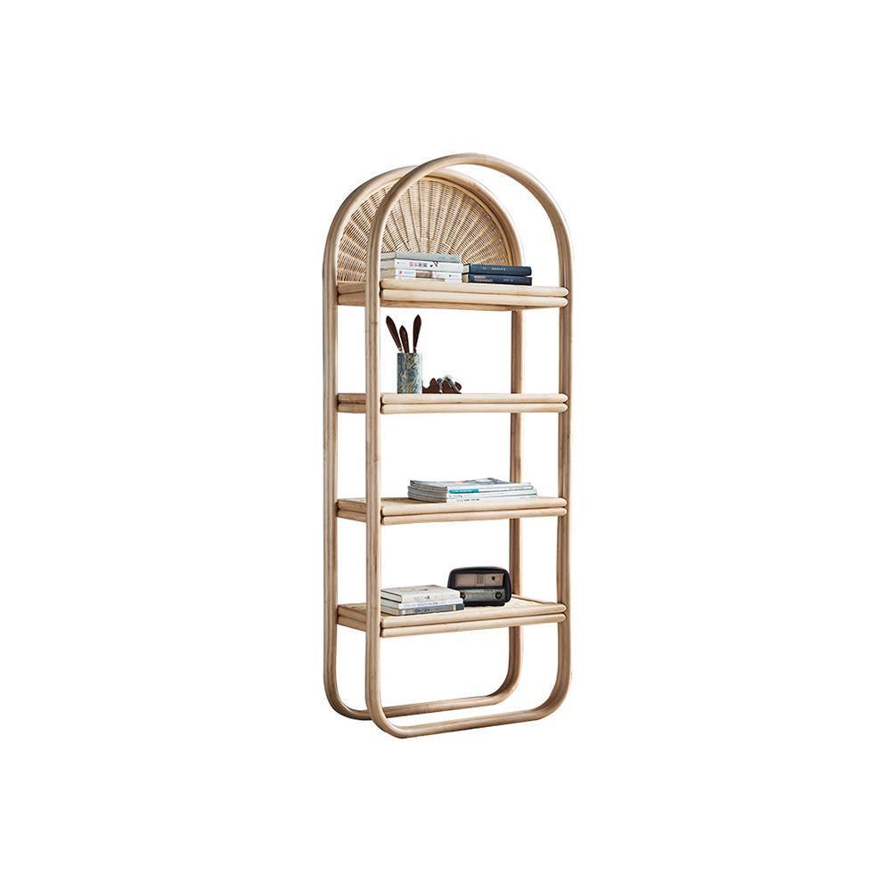 Derek Rattan Bookcase, Shelving Unit, Oak - Miola