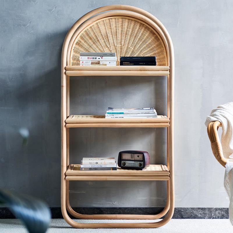 Derek Rattan Bookcase, Shelving Unit, Oak - Miola