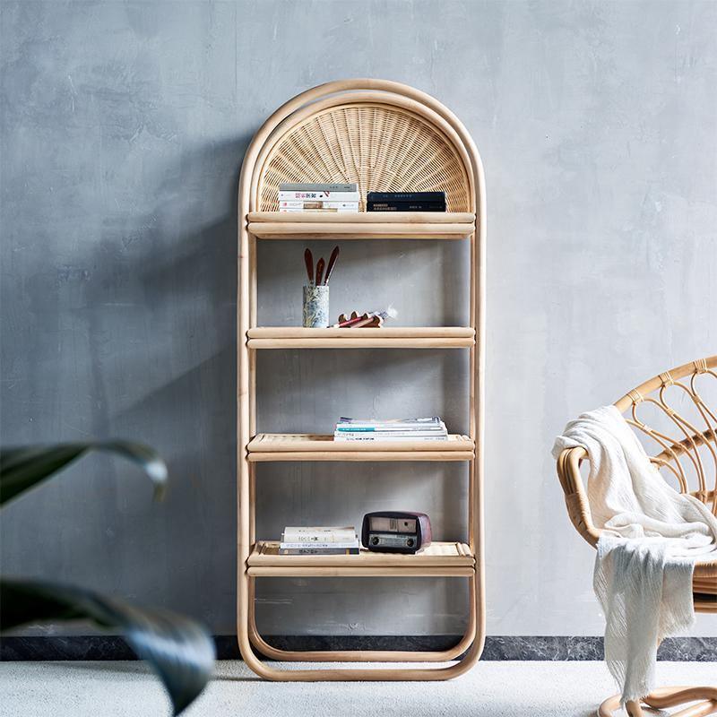 Derek Rattan Bookcase, Shelving Unit, Oak - Miola