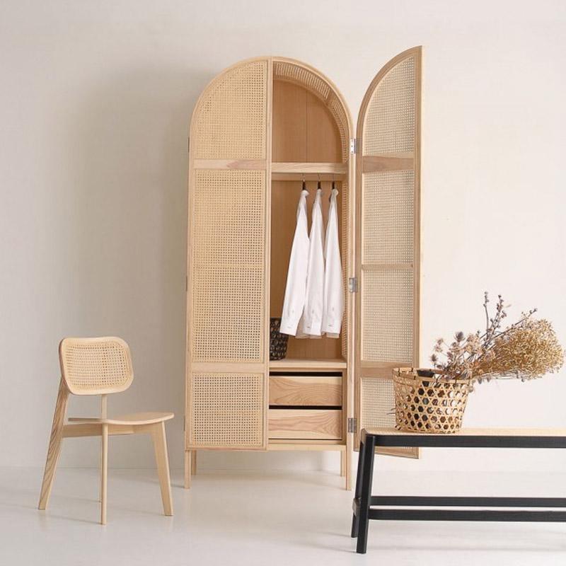 Melisa Rattan Wardrobe, Oak, Solid Wood - Miola
