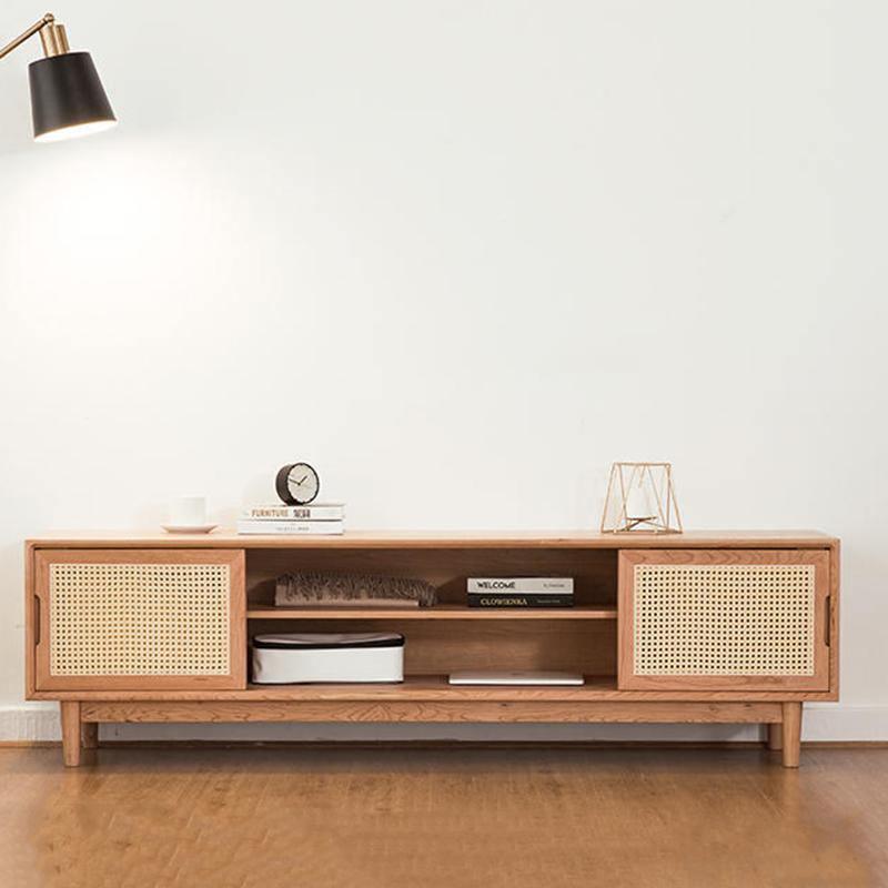 Randal Cane TV Stand, Natural Rattan & Wood - Miola