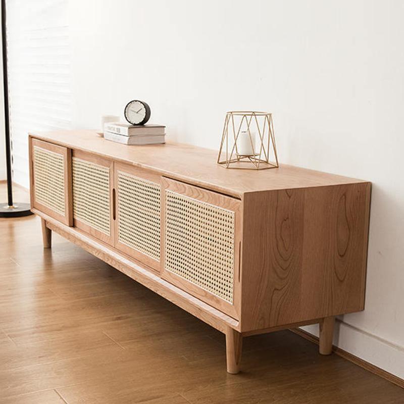 Randal Cane TV Stand, Natural Rattan & Wood - Miola