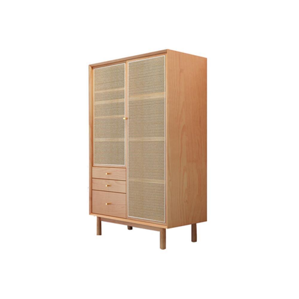 Bernadette Wardrobe, Hallway Storage, Natural Rattan & Oak - Miola