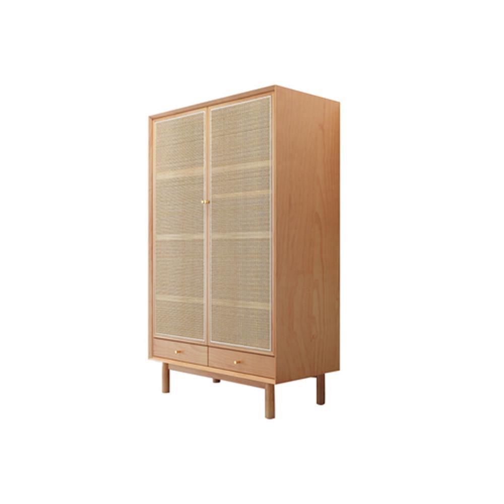 Bernadette Wardrobe, Hallway Storage, Natural Rattan & Oak - Miola