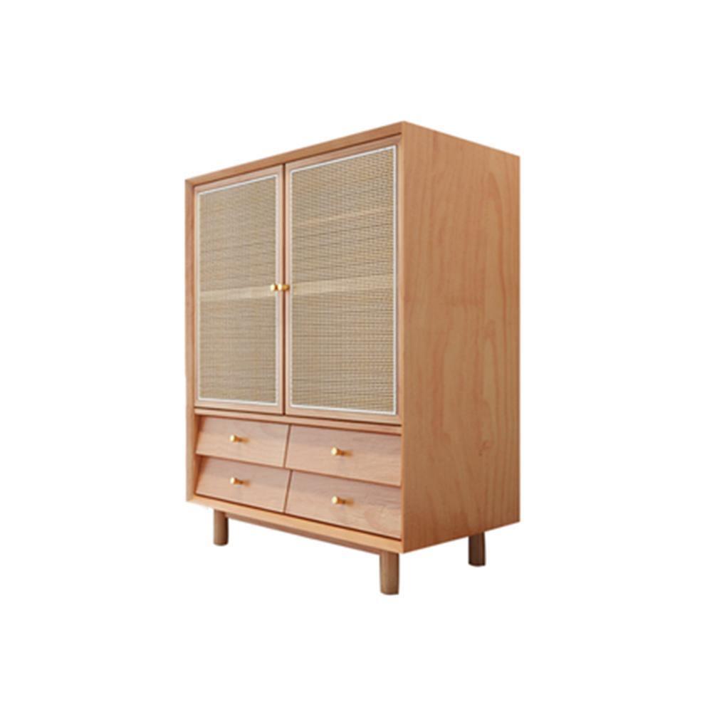 Bernadette Wardrobe, Hallway Storage, Natural Rattan & Oak - Miola