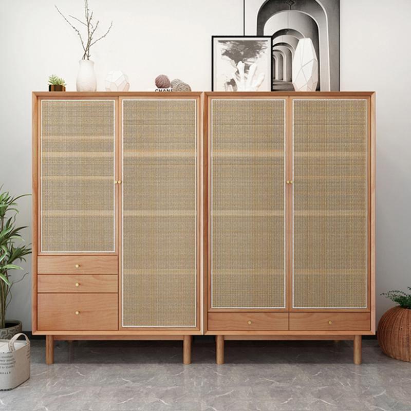Bernadette Wardrobe, Hallway Storage, Natural Rattan & Oak - Miola