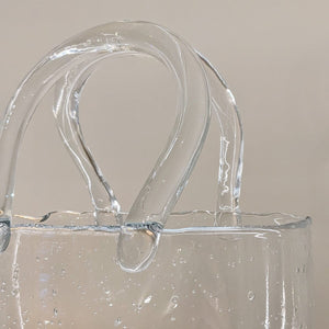 Bubbled Glass Decorative Handbag Vase