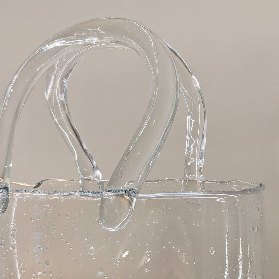 Bubbled Glass Decorative Handbag Vase