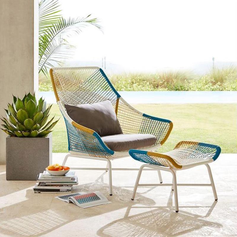 Carmean Rattan Chair and Footstool, Outdoor - Miola