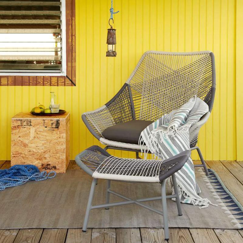Carmean Rattan Chair and Footstool, Outdoor - Miola