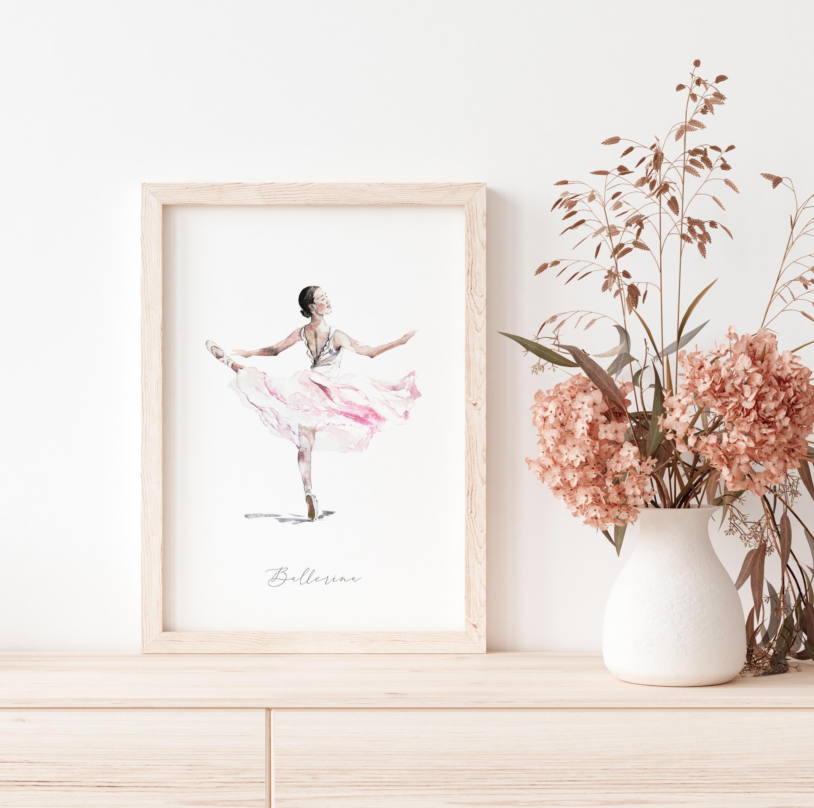 Hand-Painted Ballerina Illustration Print