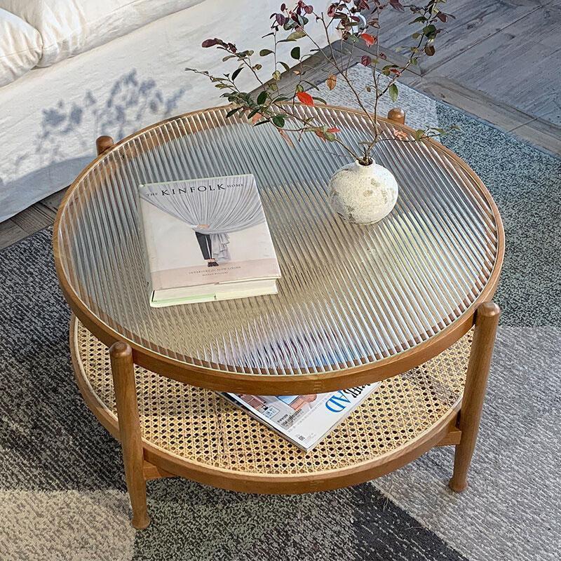 Cement Coffee Table Set, Oak - Miola