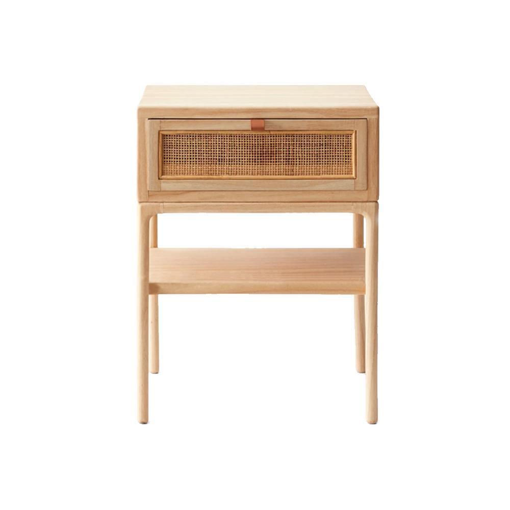 Cement Bedside Table, Light Oak - Miola