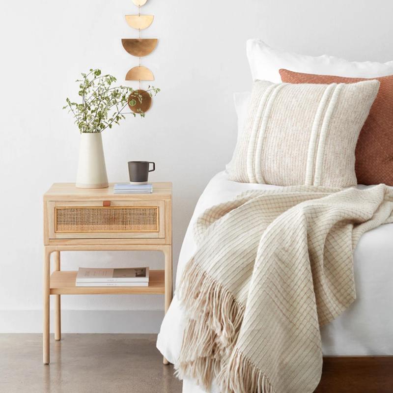Cement Bedside Table, Light Oak - Miola