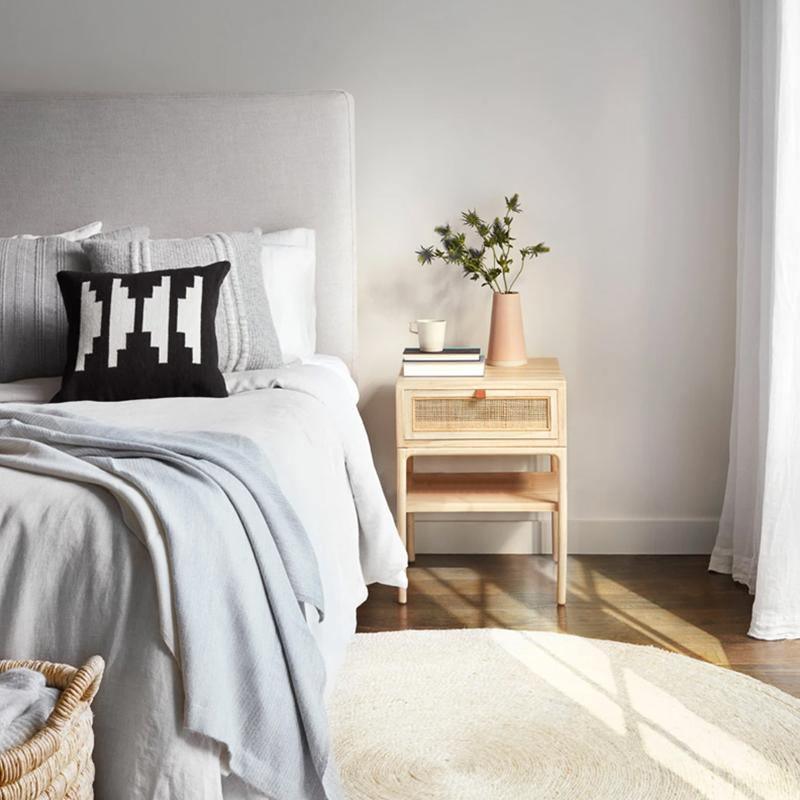 Cement Bedside Table, Light Oak - Miola