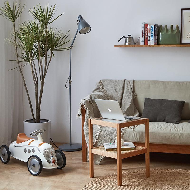 Cement Side Table, Light Oak - Miola