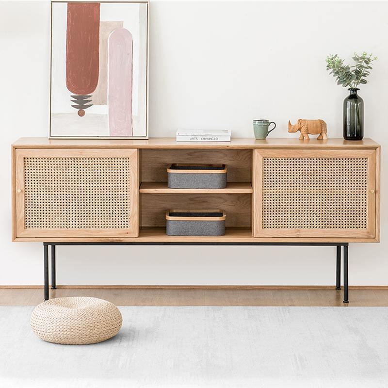 Cement Sideboard / TV Stand, Light Oak - Miola