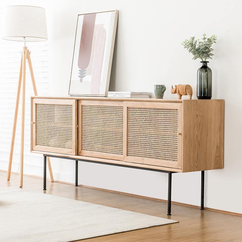 Cement Sideboard / TV Stand, Light Oak - Miola