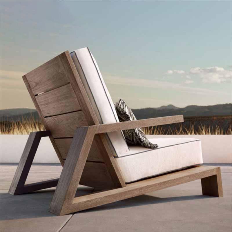 Chandler Oak Lounge Chair And Ottoman, Outdoor Armchair - Miola