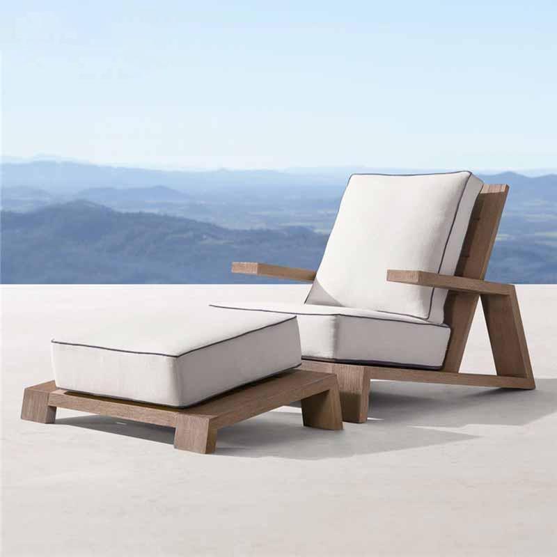 Chandler Oak Lounge Chair And Ottoman, Outdoor Armchair - Miola