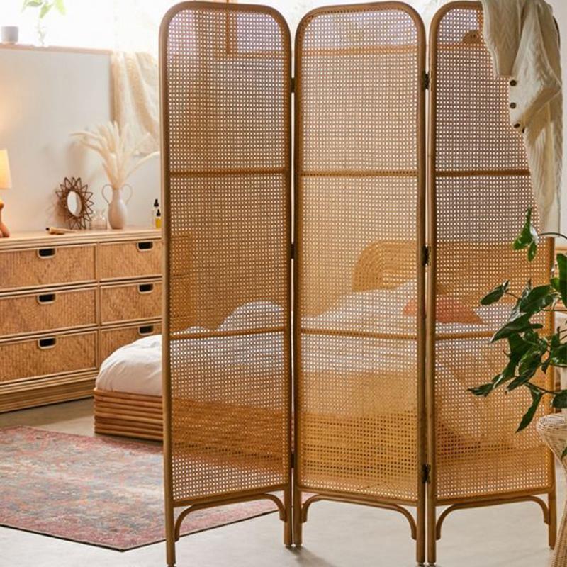Charlesworth Rattan Room Divider/ Folding Screen, Oak - Miola
