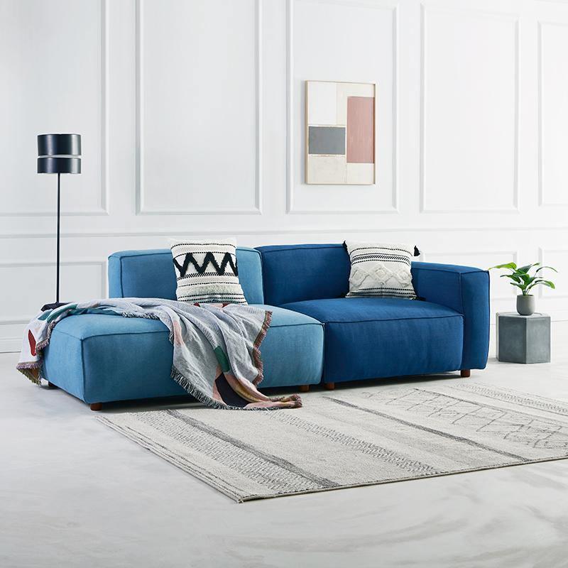 Chul Two Seater Sofa, Modular Sofa, Blue - Miola
