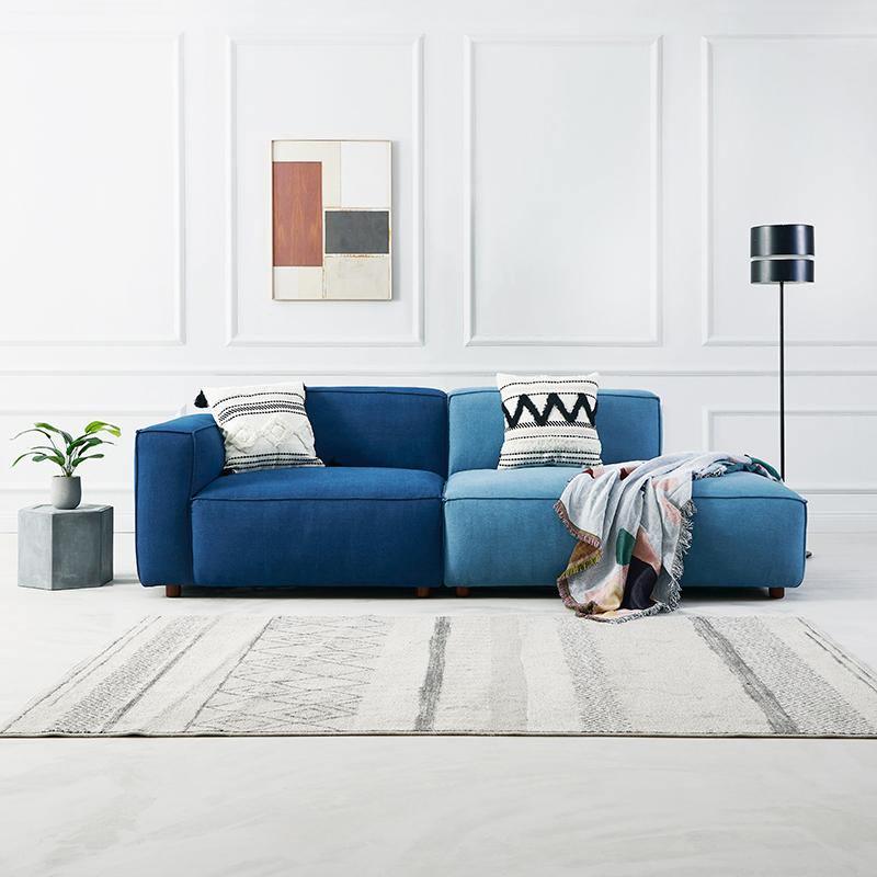 Chul Two Seater Sofa, Modular Sofa, Blue - Miola