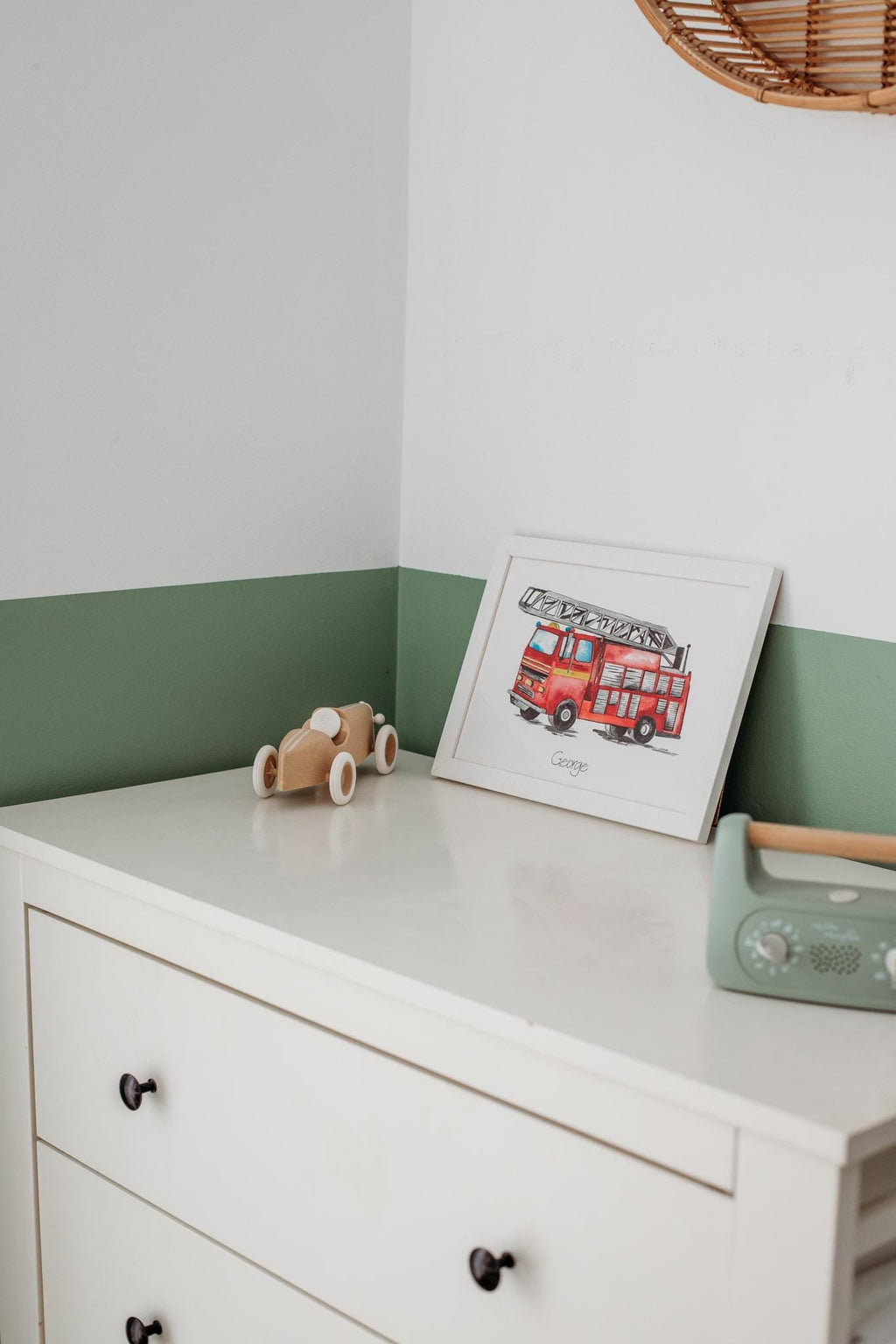 Personalised Watercolour Fire Engine Art Print