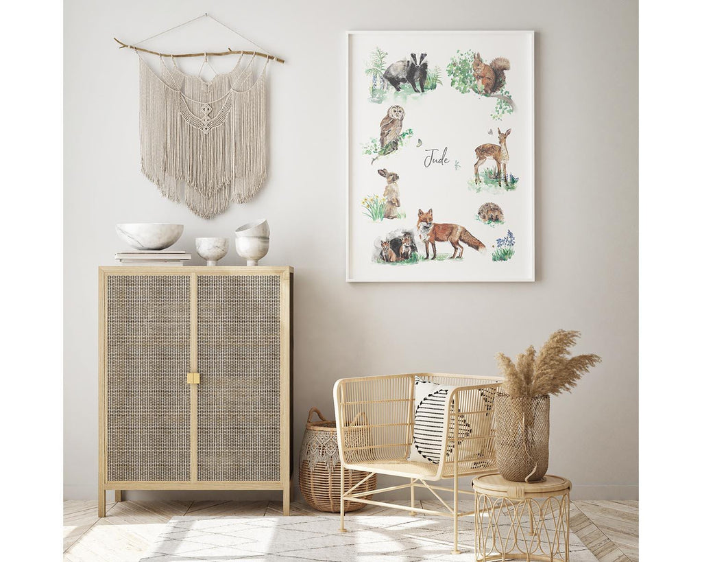 Forest Animals Watercolour Name Print