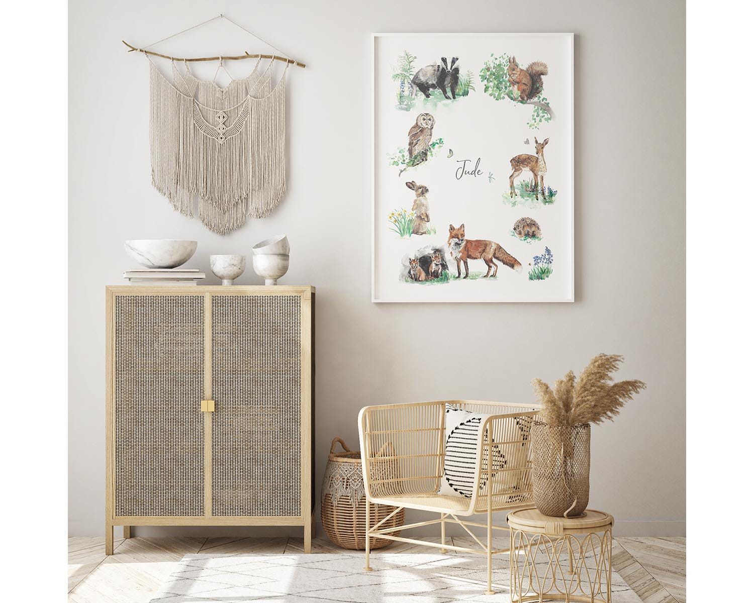 Forest Animals Watercolour Name Print