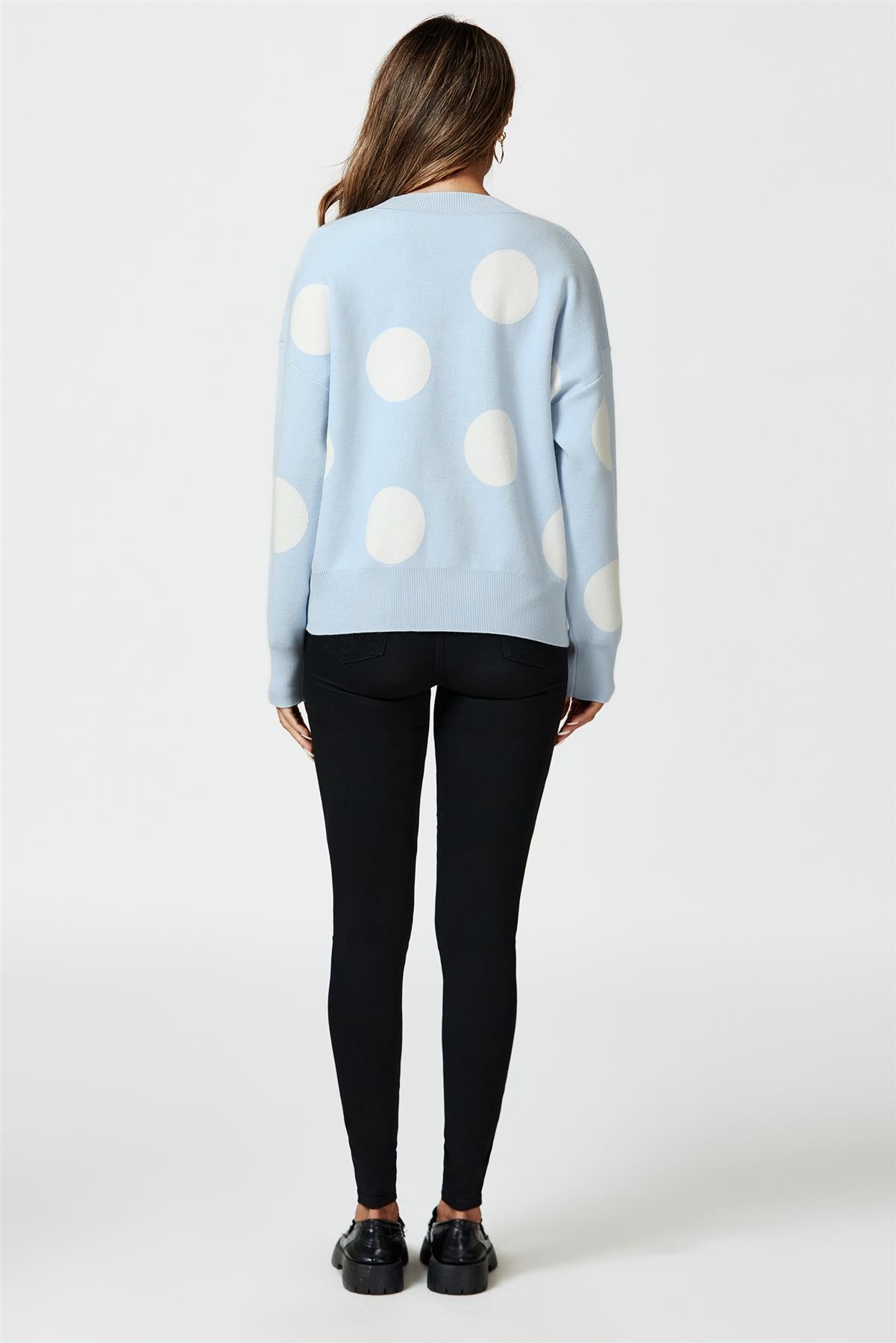 Dot Pattern Knitted Jumper In Blue