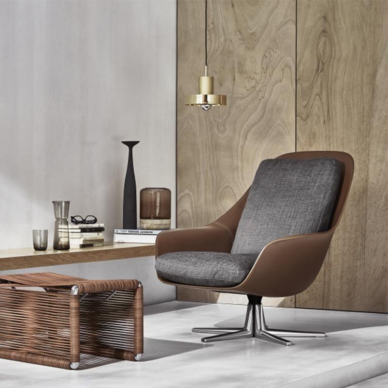 Herton Lounge Chair And Ottoman, Swivel Armchair - Miola