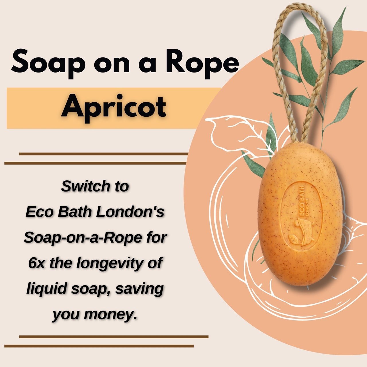 Apricot Soap on A Rope 220g - Luxury Eco - friendly Apricot Soap Bar - Miola