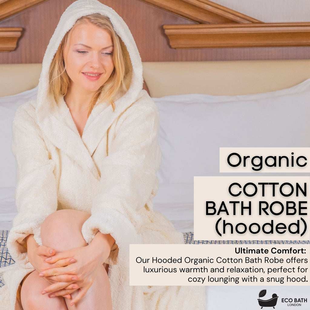 Hooded Organic Cotton Bath Robe - 100% Certified Organic Cotton - Miola
