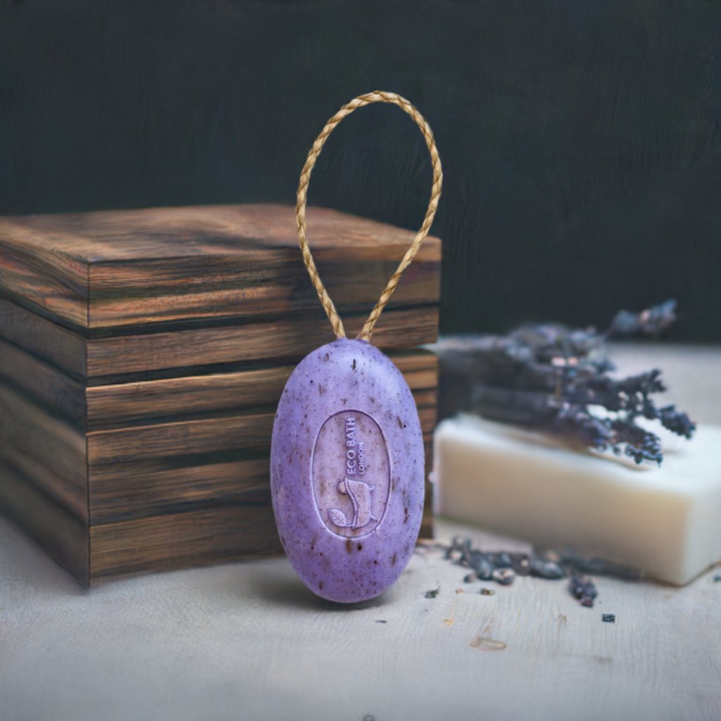 Lavender Soap on A Rope 220g - Luxurious and Eco Friendly Relaxing Body Wash Bar - Miola