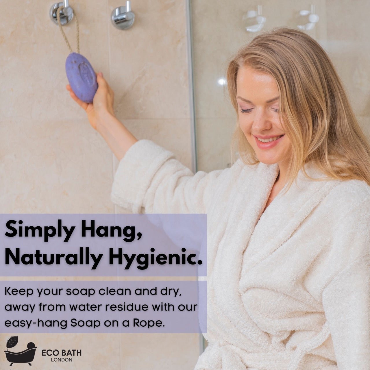 Lavender Soap on A Rope 220g - Luxurious and Eco Friendly Relaxing Body Wash Bar - Miola