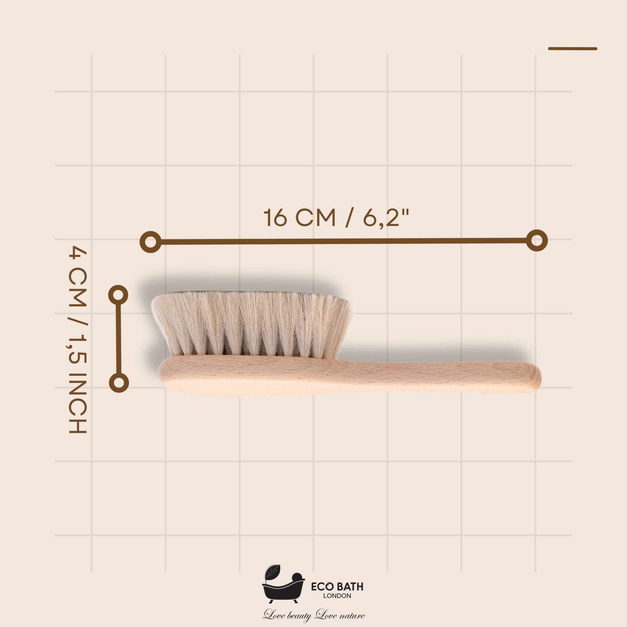 Baby Brush with Goat Hair - Ultra Soft Baby Bath Brush for Newborns - Miola