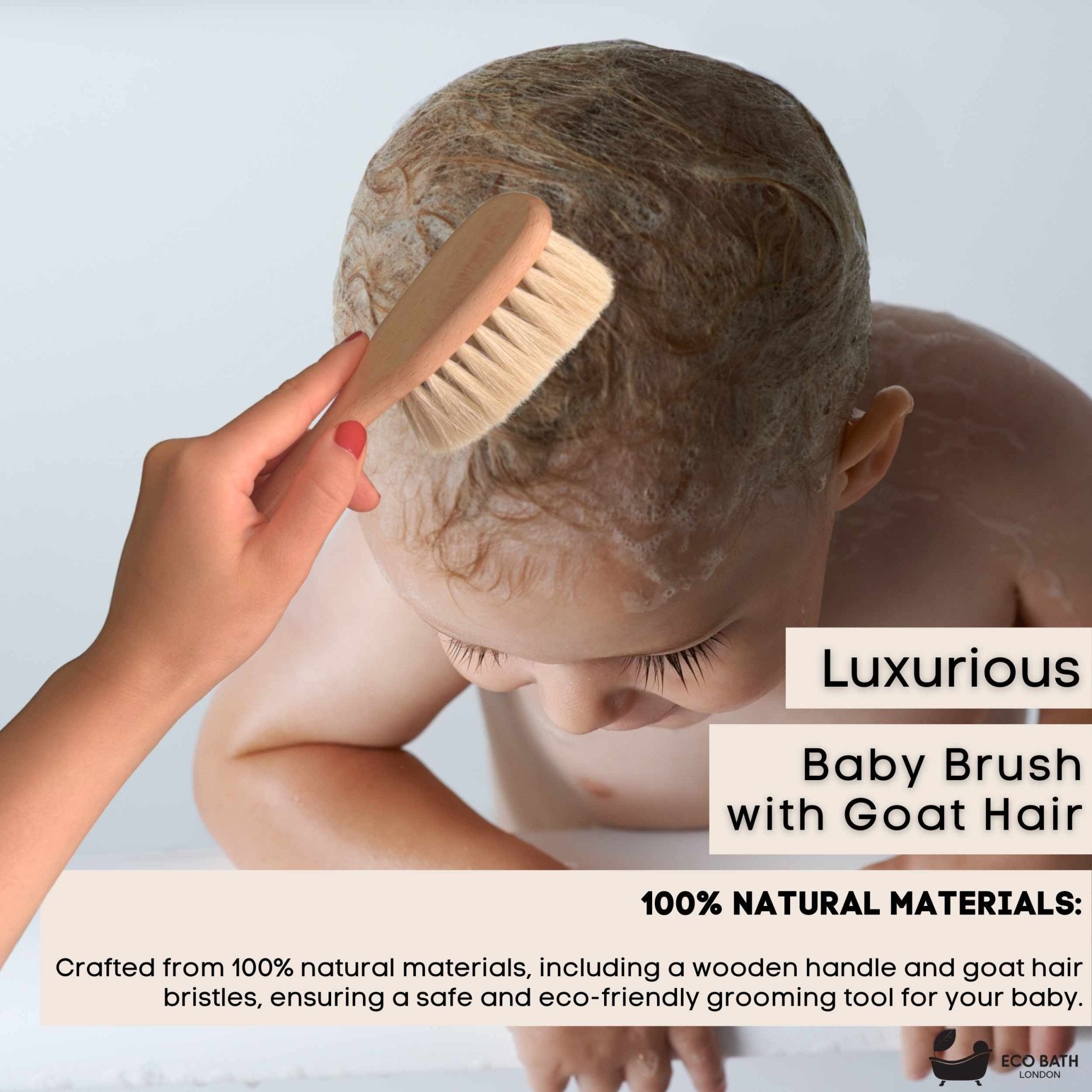 Baby Brush with Goat Hair - Ultra Soft Baby Bath Brush for Newborns - Miola