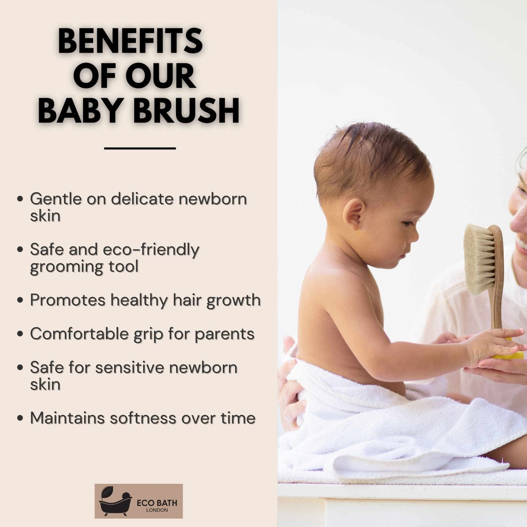 Baby Brush with Goat Hair - Ultra Soft Baby Bath Brush for Newborns - Miola